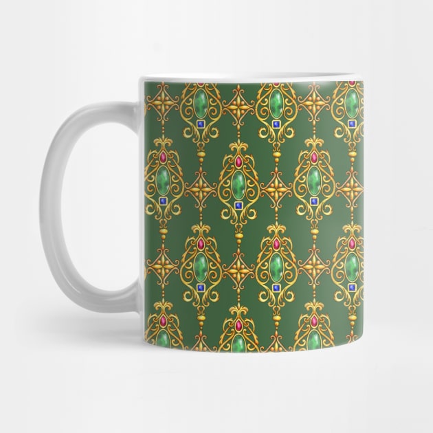 Gold Studded Ornament on Green Background by Farissa